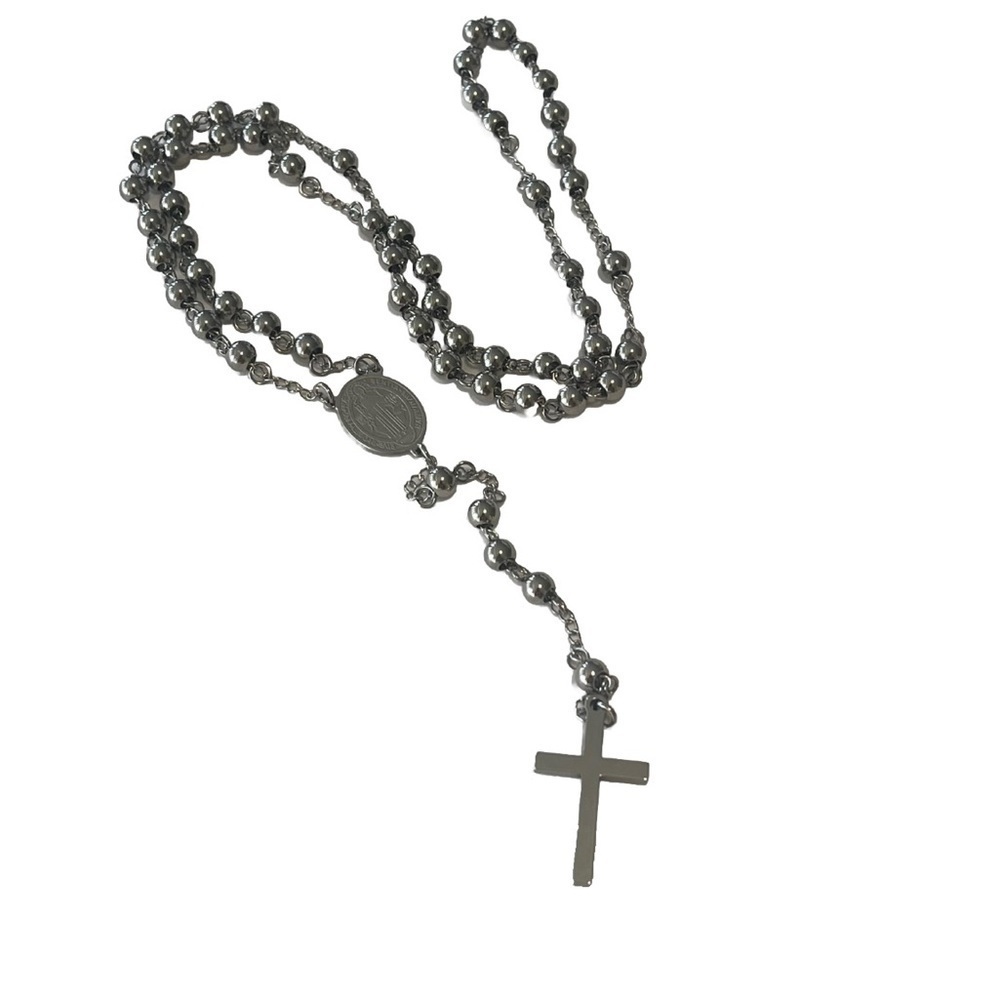 Rosary Stainless Steel Mens 18 Inches Beads Cross 
New with tags - Picture 4 of 7